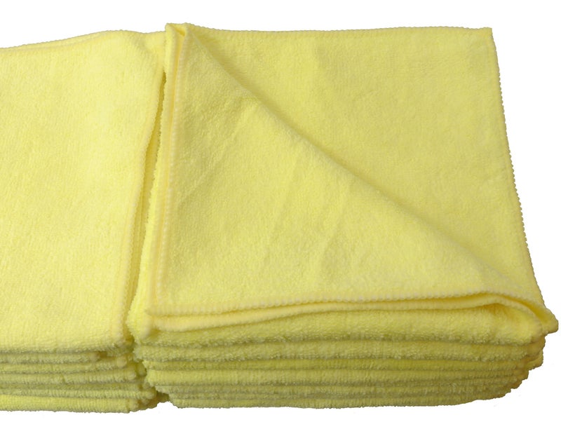 Eurow 325 GSM Microfiber Deluxe Cleaning Towels, Ultra-Soft, Streak-Free, Reusable, High Absorbency for Car, Home, Garage, Detailing, Safe on All Surfaces, Machine Washable, 16x16in, 24-Pack, Yellow - Image 2